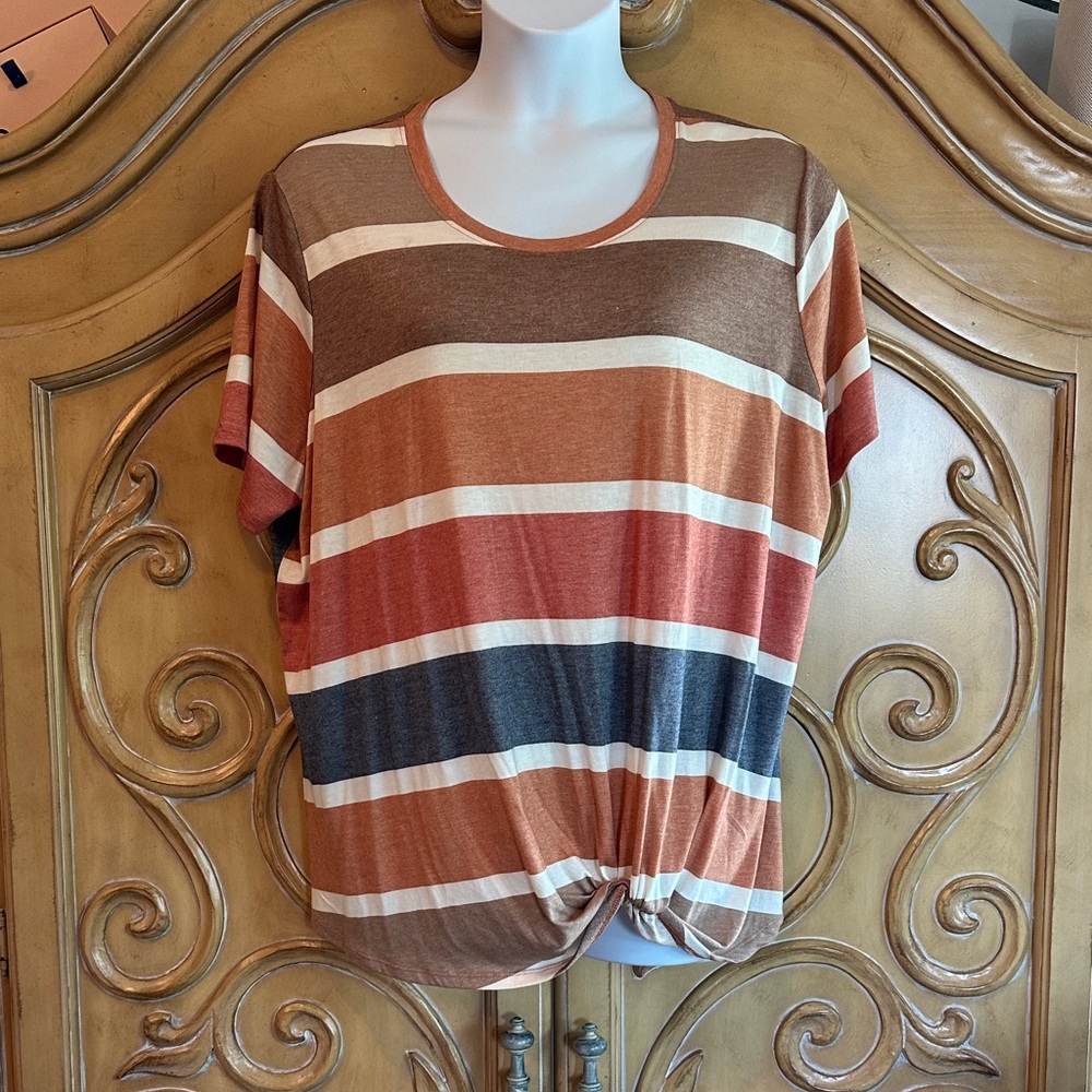 Casual Striped Short Sleeve Women's Top